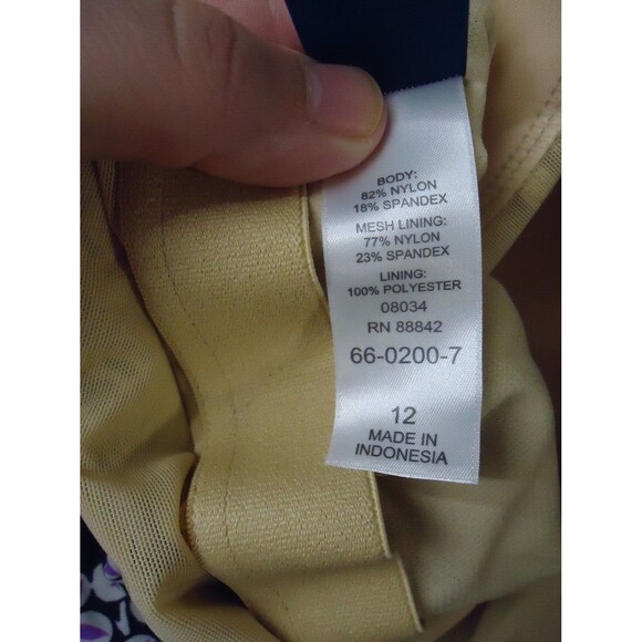 Swimsuits For All Sarong 1-Piece Swimsuit 12 Purple Black White Floral Print - Picture 6 of 7